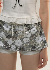 Floral Galaxy Sequin Mini Skort